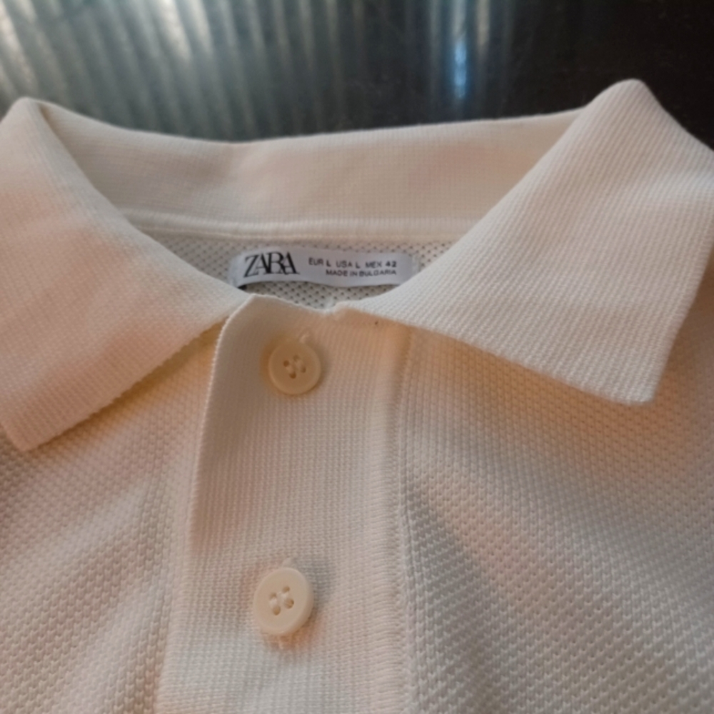 Zara textured cream polo